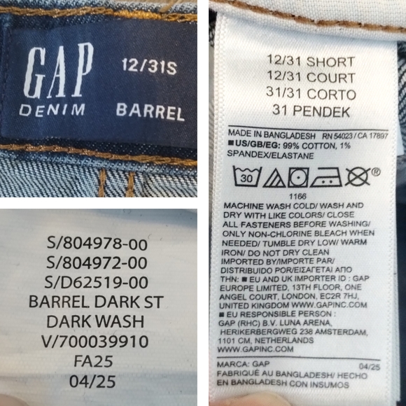 Gap High Rise Studded Barrel Jeans Dark Wash Ankle – 12 Short - Picture 2 of 9
